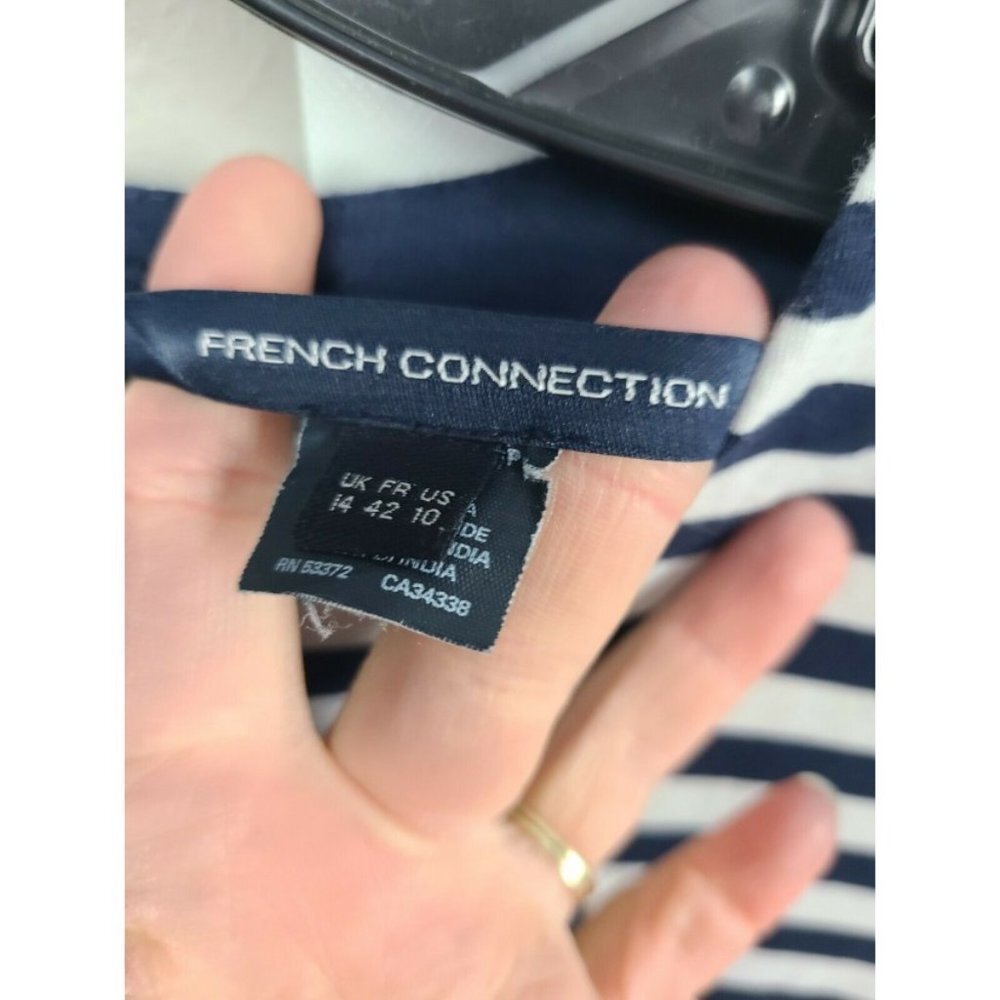French Connection Striped Cap Sleeve Mini Dress 10 - Picture 6 of 8